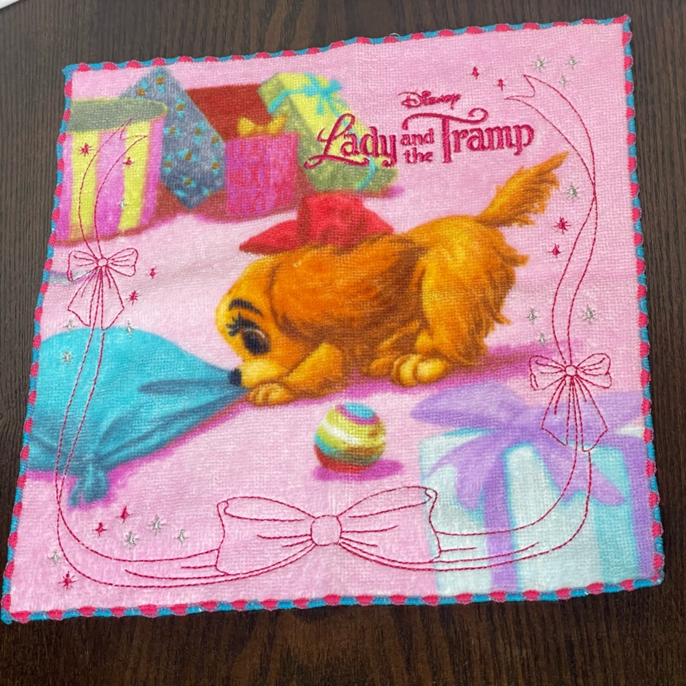 Disney Store Face Wash Towel Lady and the Tramp Hand Towel Handkerchief